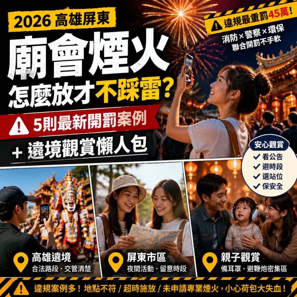 2026高雄屏東廟會煙火怎麼放才不踩雷？5則最新開罰案例＋遶境觀賞懶人包