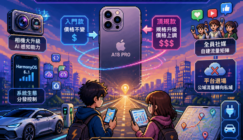 iPhone 18 Pro「不漲入門、上調頂規」：硬體軍備競賽下，手機、車與平台經濟的新投資地圖