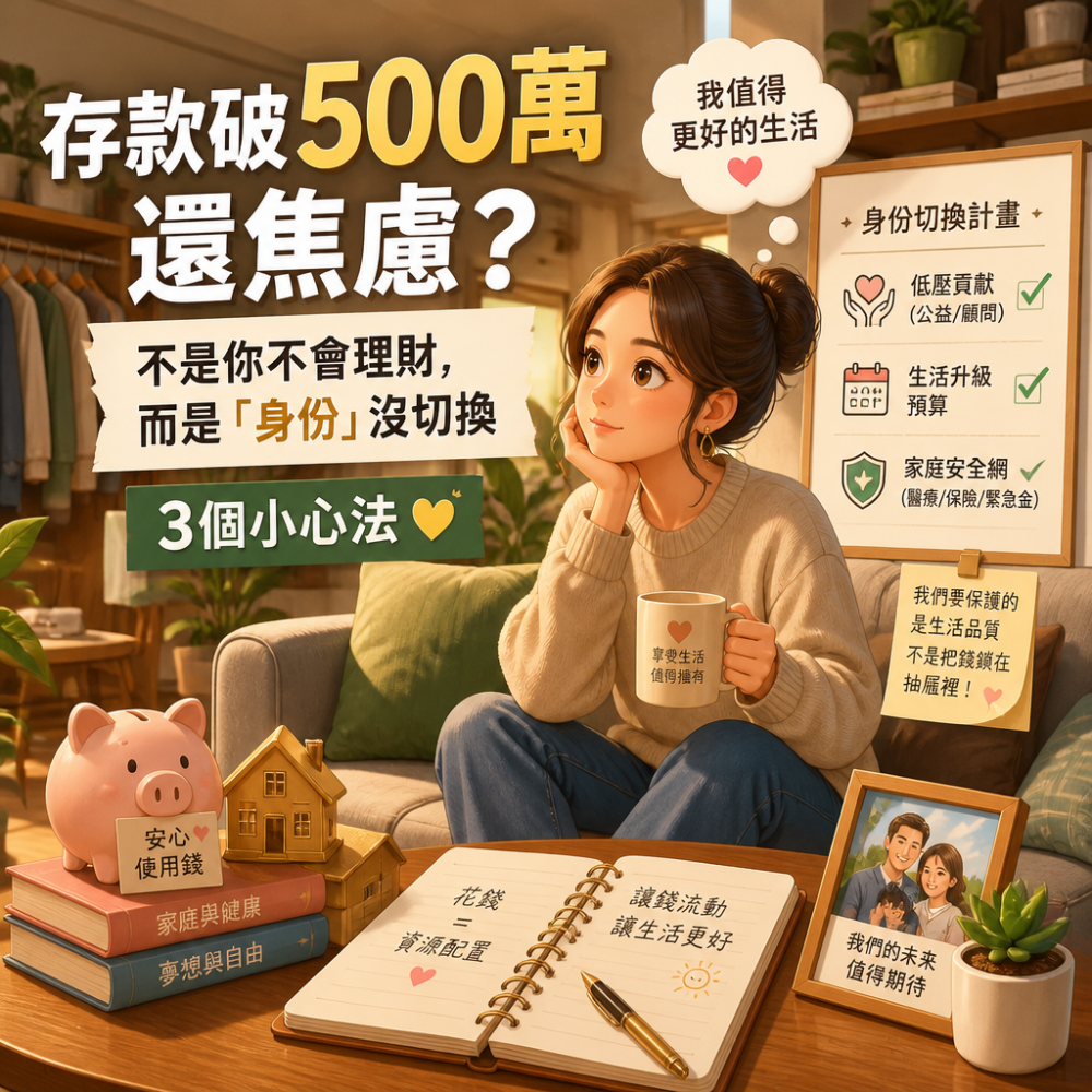 存款破500萬還焦慮？不是你不會理財，而是「身份」沒切換：3個小心法