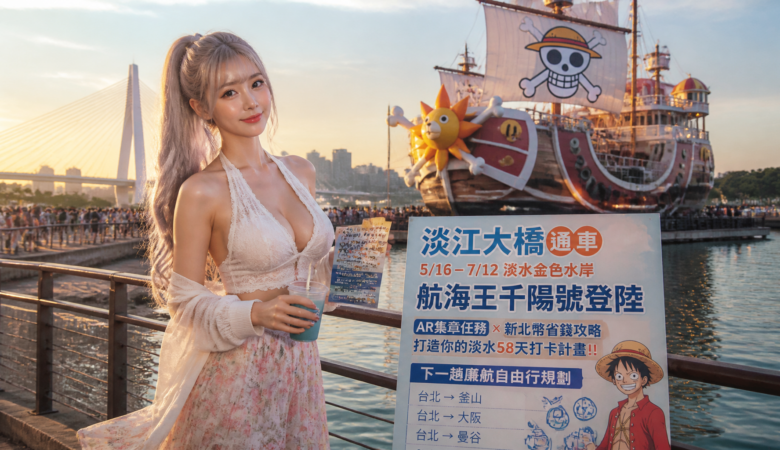 淡江大橋通車＋航海王千陽號登陸：淡水58天打卡攻略與「新北幣」省錢玩法，順便把下一趟廉航自由行也規劃好
