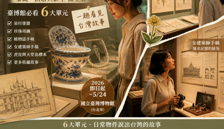 【2026台北展覽推薦】臺博館「物件的記憶」微型展必看6單元：染付便器、珍珠項鍊到女建築師手稿，週末一趟看見台灣故事