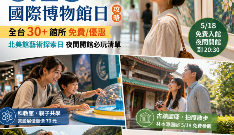 2026 518國際博物館日攻略｜全台30+館所免費/優惠、北美館藝術探索日夜間開館必玩清單