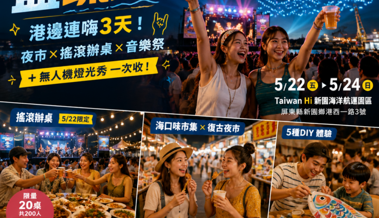 2026屏東「鹽琉趴」攻略：新園港邊連嗨3天！夜市×搖滾辦桌×音樂祭＋無人機燈光秀一次收