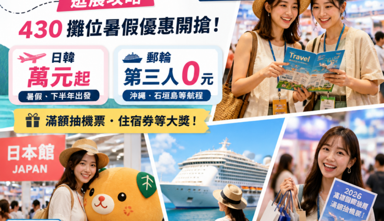 2026 高雄國際旅展逛展攻略：430 攤位暑假優惠開搶！日韓萬元起、郵輪第三人 0 元＋滿額抽機票