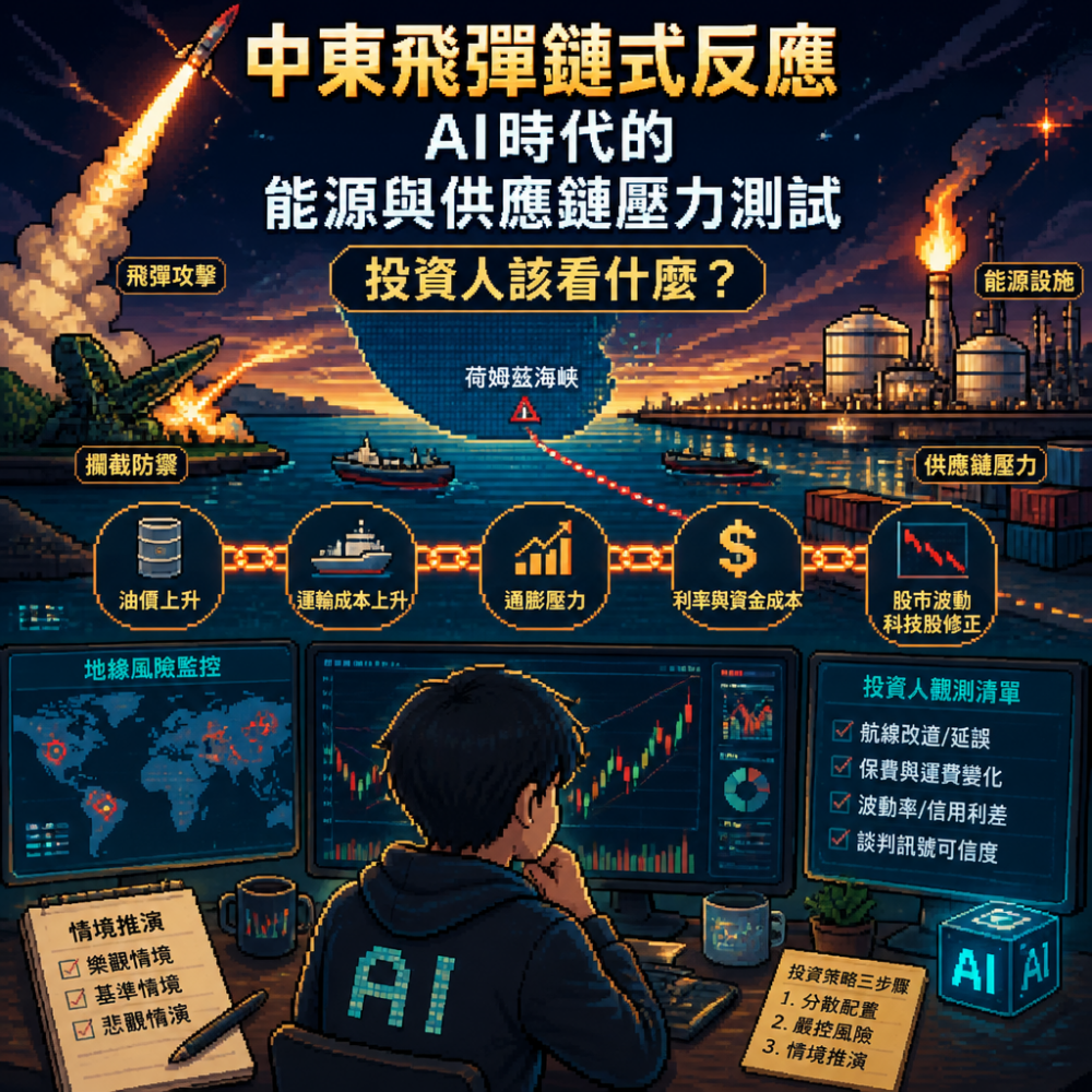 中東飛彈鏈式反應，成了AI時代的「能源與供應鏈壓力測試」：投資人該看什麼？