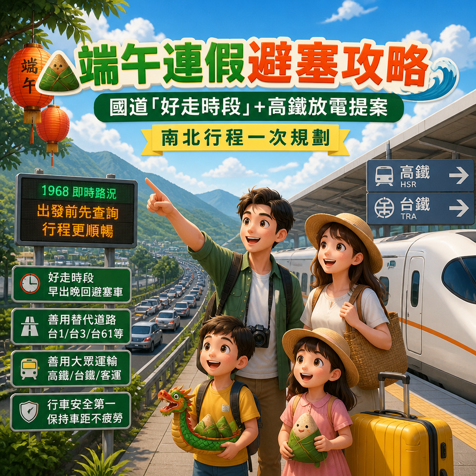 端午連假避塞攻略:國道「好走時段」+高鐵放電提案,南北行程一次規劃