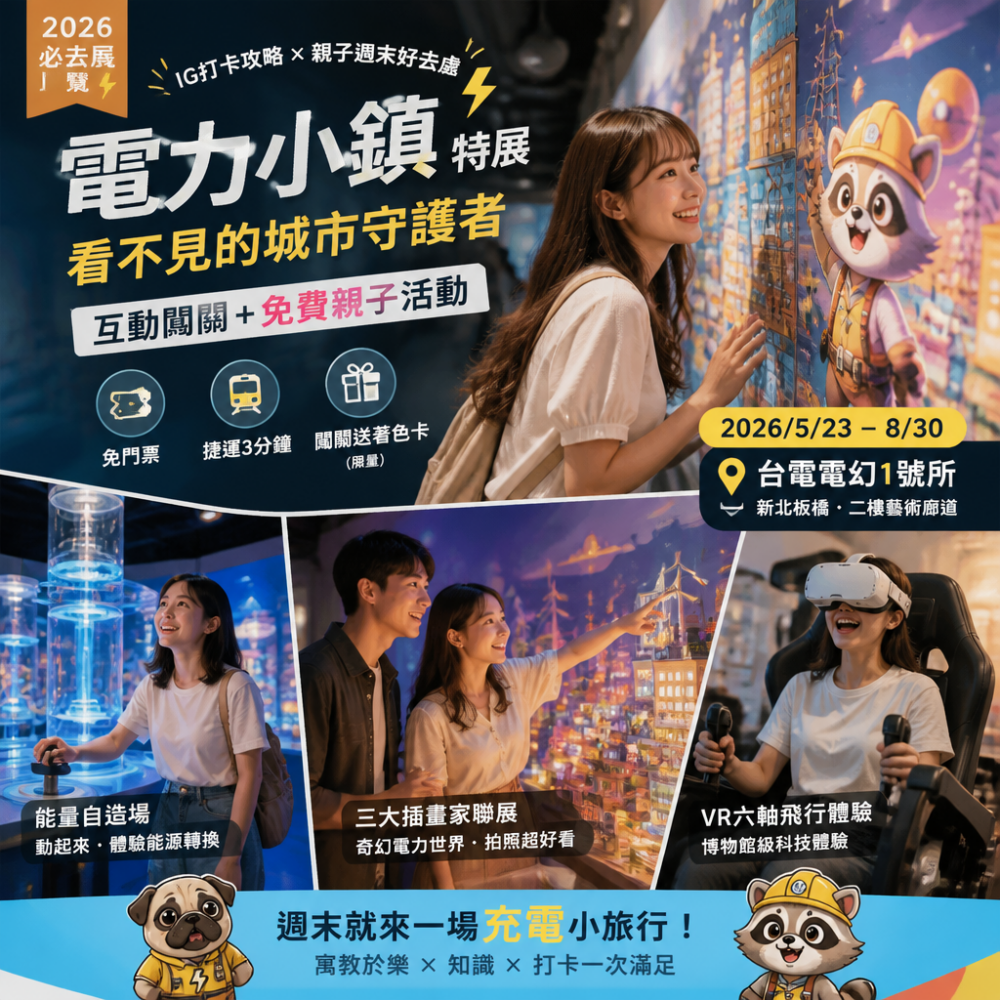 電力小鎮特展2026推薦：台電電幻1號所「看不見的城市守護者」IG打卡攻略｜互動闖關+免費親子週末活動