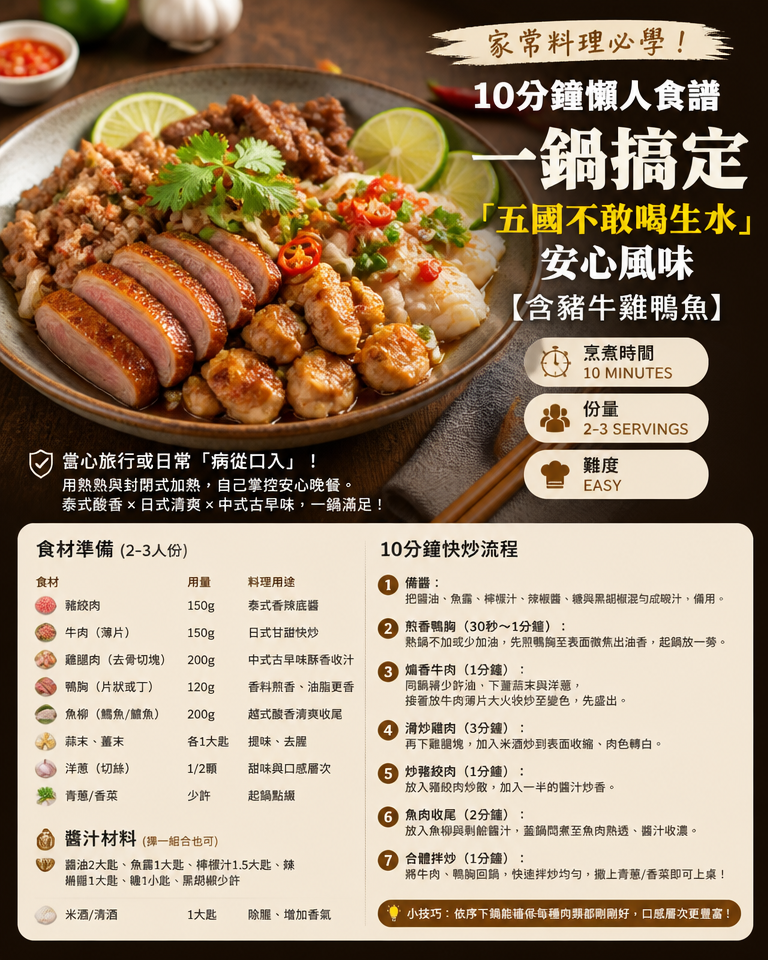 家常料理必學！10分鐘懶人食譜：一鍋搞定「五國不敢喝生水」安心風味（含豬牛雞鴨魚）