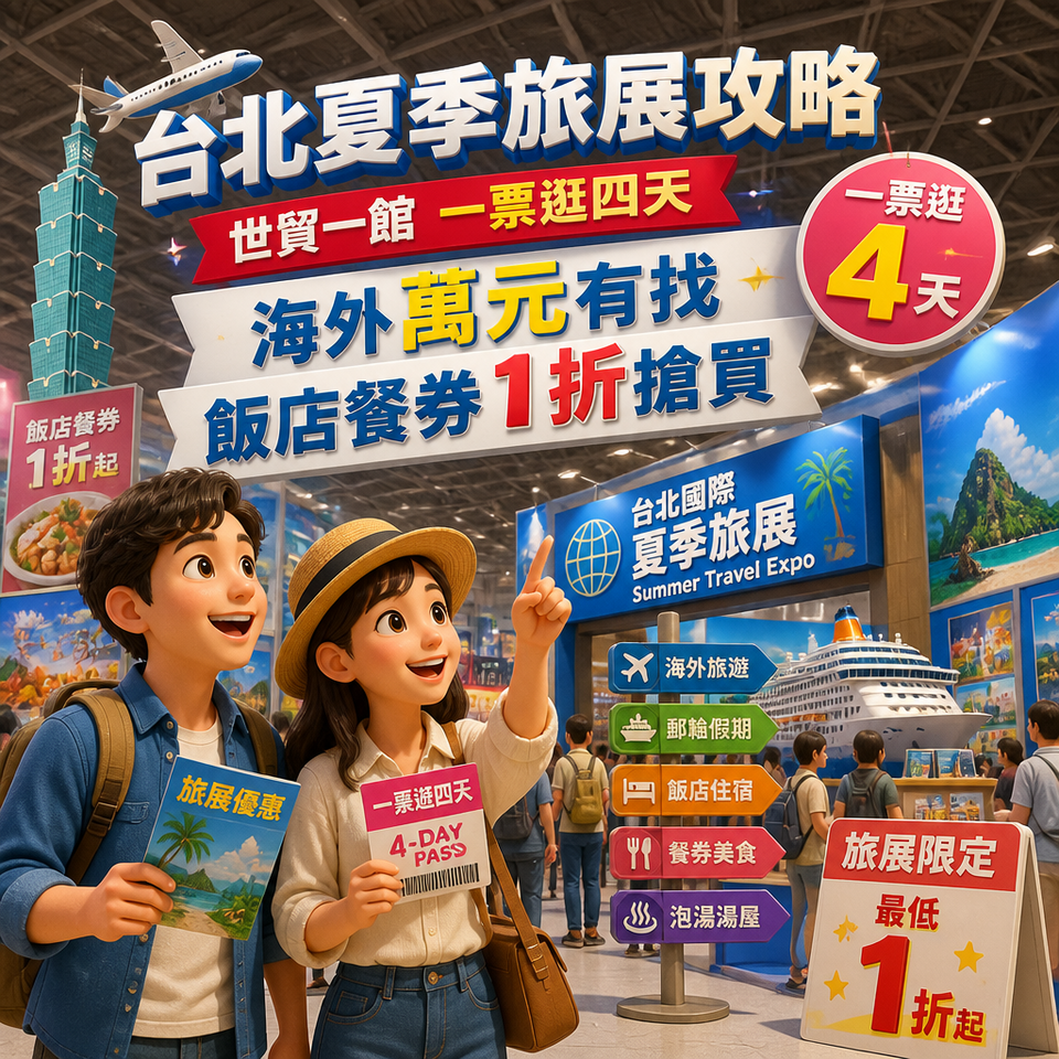 台北夏季旅展攻略：世貿一館一票逛四天｜海外萬元有找、飯店餐券1折搶買