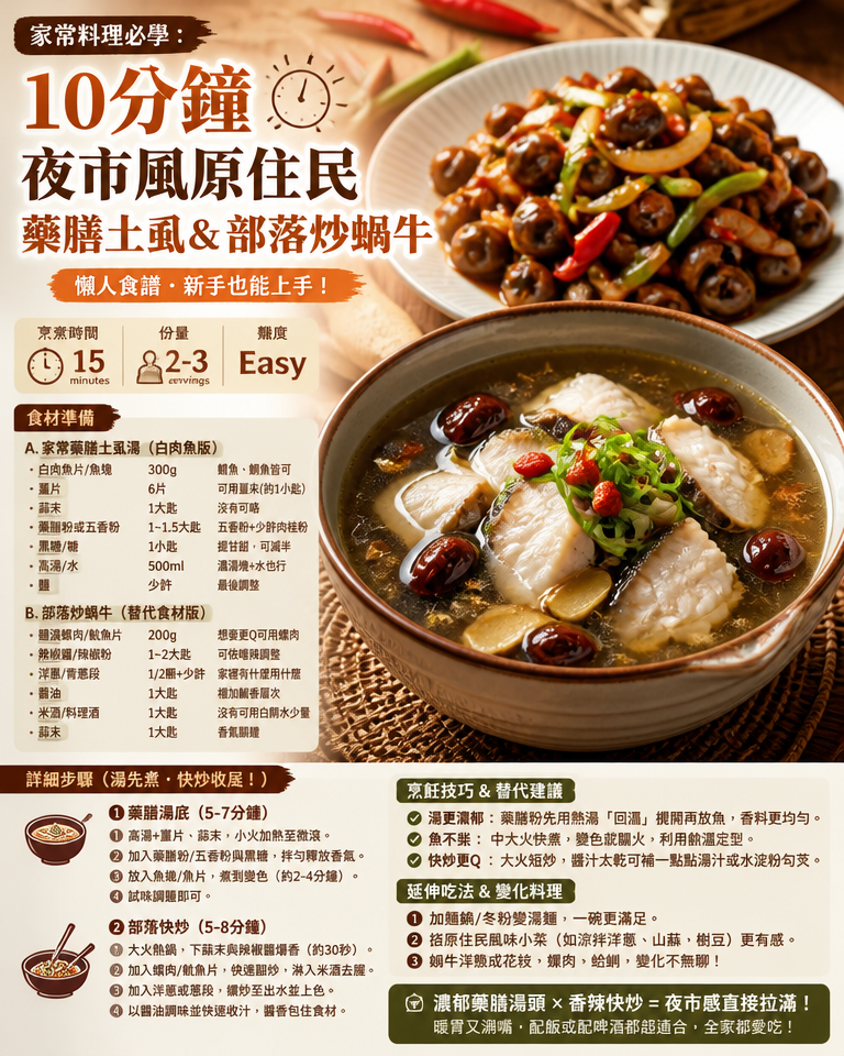 家常料理必學：10分鐘夜市風原住民藥膳土虱＆部落炒蝸牛（懶人食譜）