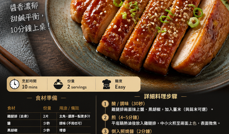 拾青今晚吃什麼｜10分鐘懶人食譜家常料理：家宴等級日式照燒雞腿排（10分鐘料理必學）