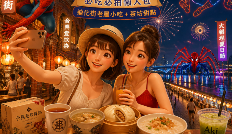 大稻埕「蜘蛛人×煙火無人機」必吃必拍懶人包：迪化街老屋小吃＋茶坊甜點