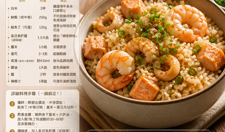 10分鐘家常料理必學：一鍋完成「米其林靈感」台灣風味米其林燙鮮海鮮炊飯（家庭聚餐懶人食譜）」