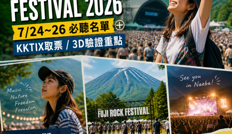 Fuji Rock Festival 2026「苗場野外音樂節」攻略：7/24～26必聽名單＋KKTIX取票/3D驗證重點