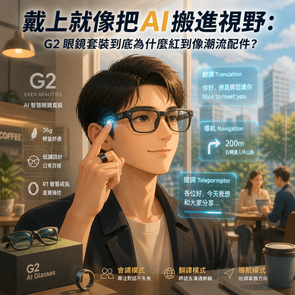 戴上就像把AI搬進視野：G2 眼鏡套裝到底為什麼紅到像潮流配件？
