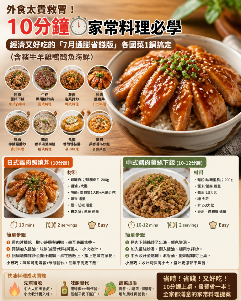 外食太貴救胃!10分鐘家常料理必學:經濟又好吃的「7月通膨省錢版」各國菜1鍋搞定(含豬牛羊雞鴨鵝魚海鮮)