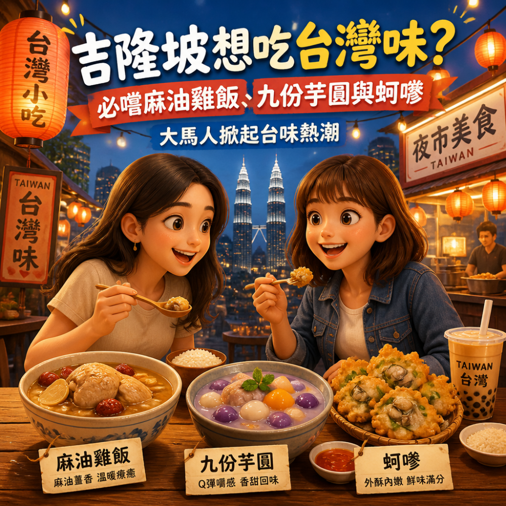吉隆坡想吃台灣味？必嚐麻油雞飯、九份芋圓與蚵嗲｜大馬人掀起台味熱潮