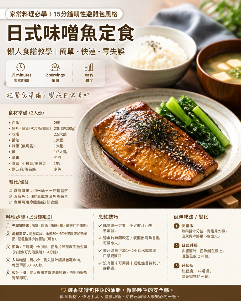 家常料理必學!15分鐘韌性避難包風格「日式味噌魚定食」|懶人食譜教學