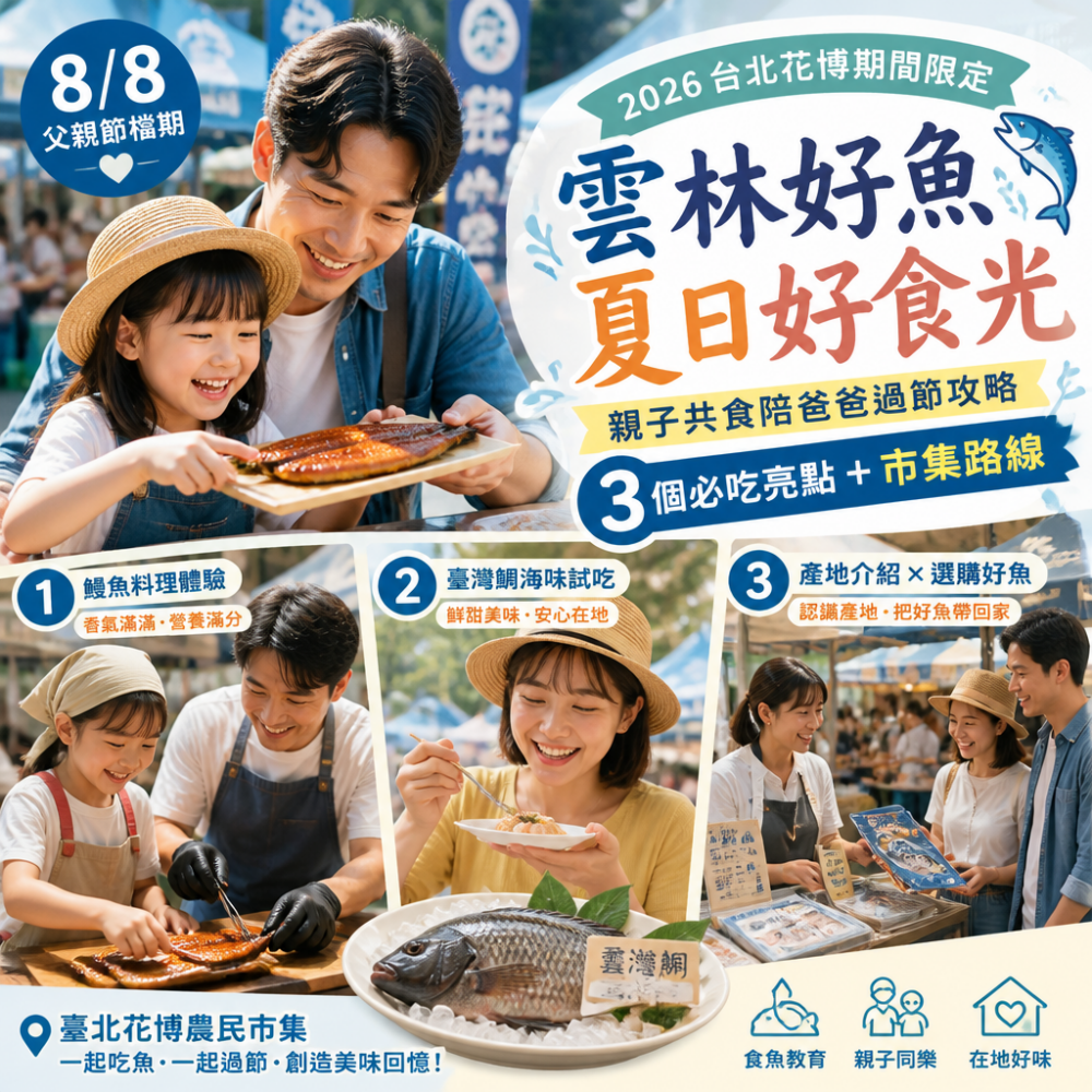 2026台北花博期間限定:雲林好魚夏日好食光,8/8親子共食陪爸爸過節攻略(3個必吃亮點+市集路線)