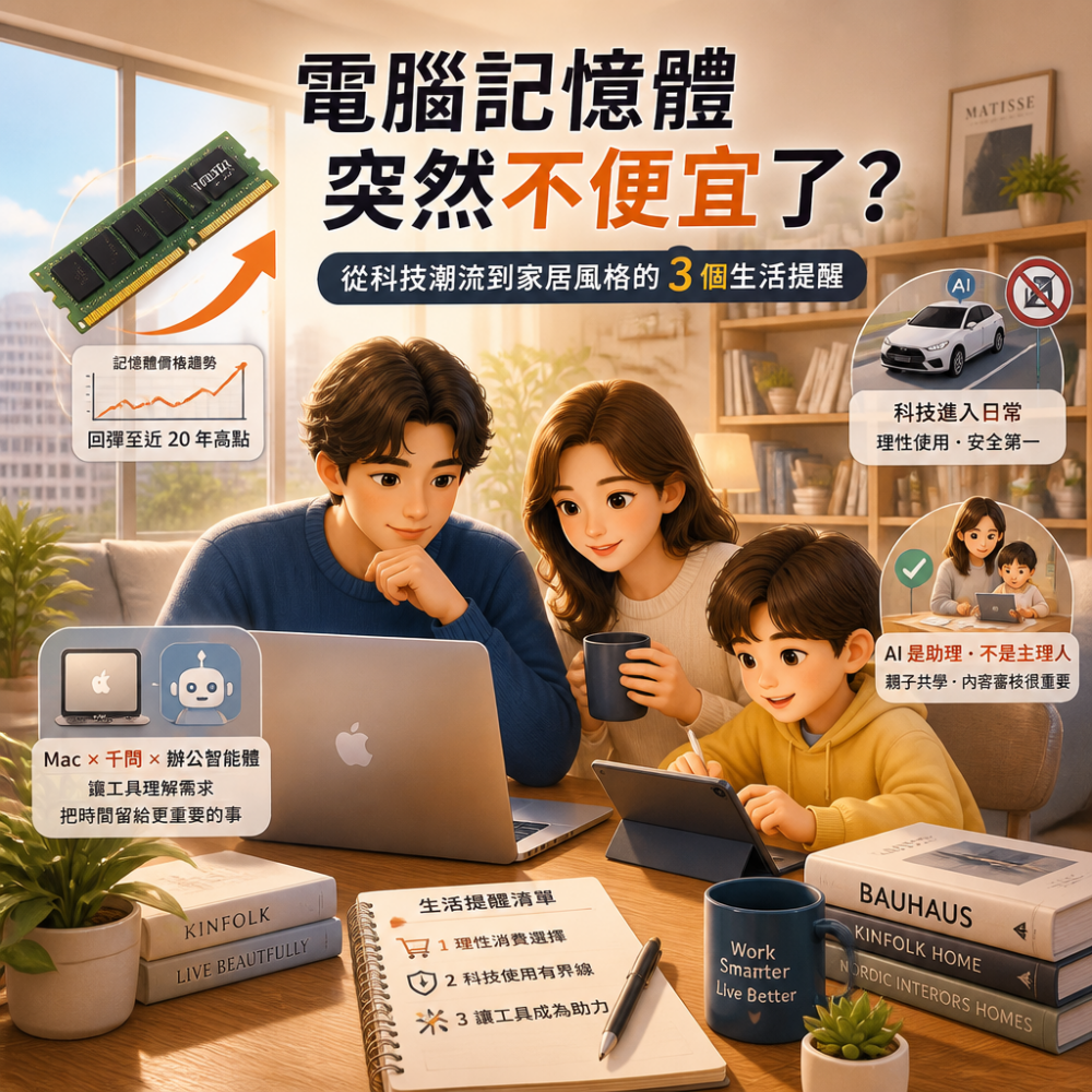 電腦記憶體突然不便宜了？從科技潮流到家居風格的3個生活提醒