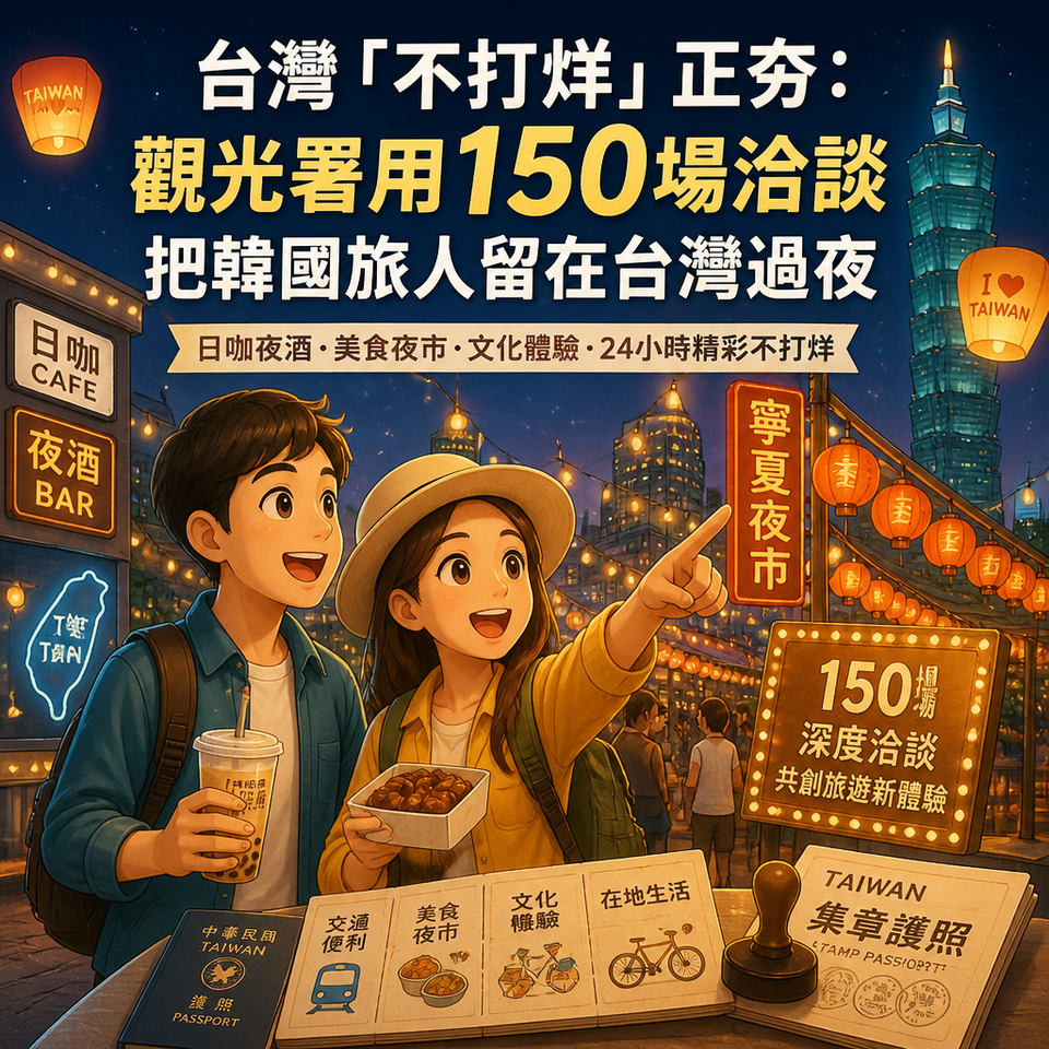 台灣「不打烊」正夯:觀光署用150場洽談把韓國旅人留在台灣過夜