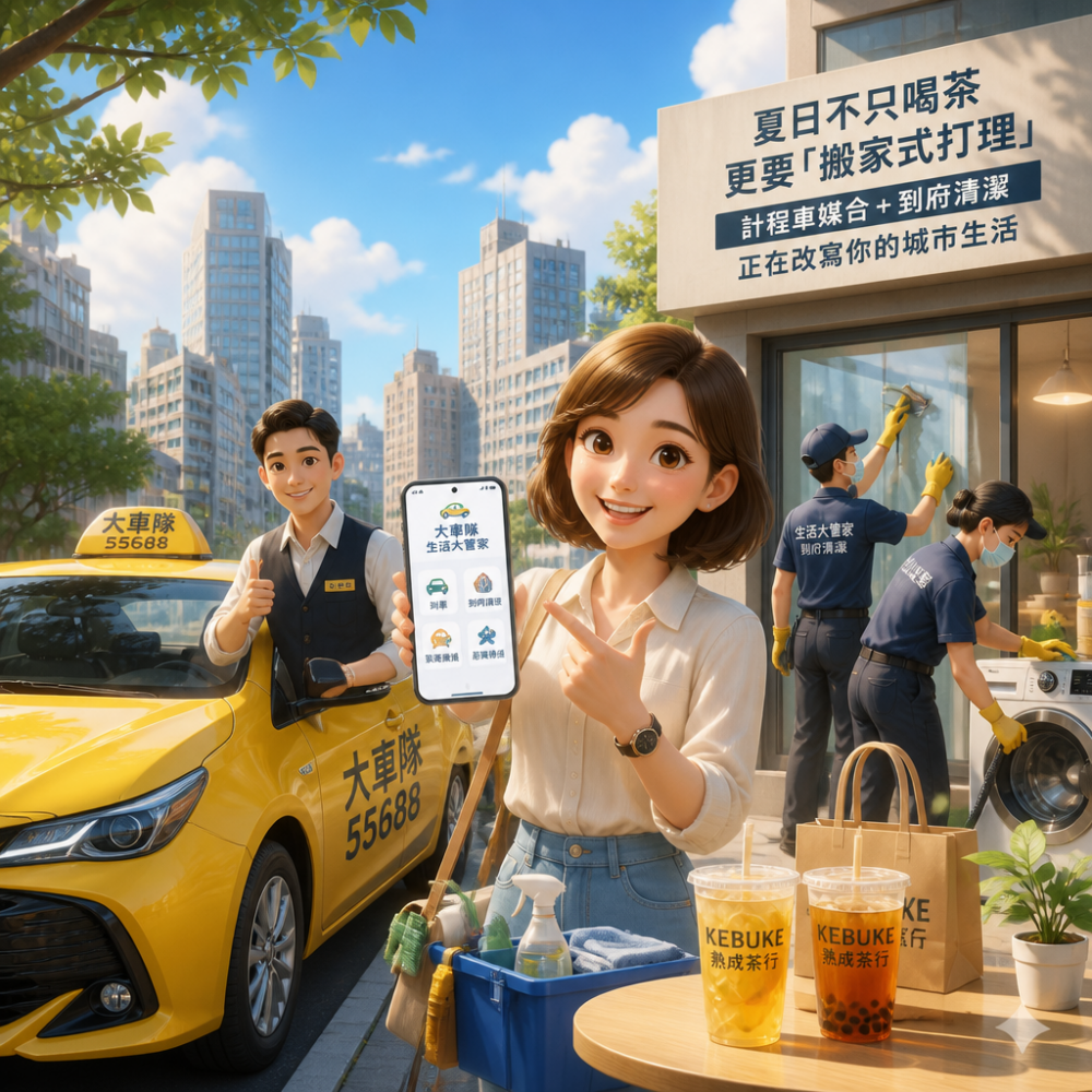 夏日不只喝茶更要「搬家式打理」:計程車媒合+到府清潔,正在改寫你的城市生活
