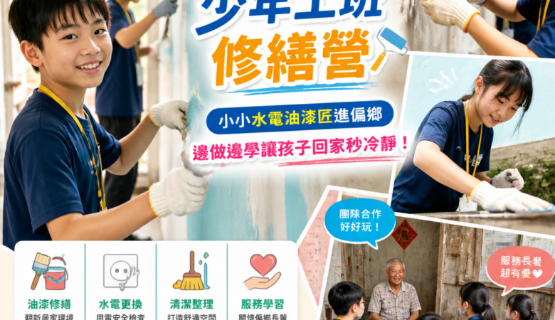 暑假爸媽救星！2026少年工班修繕營：小小水電油漆匠進偏鄉、邊做邊學讓孩子回家秒冷靜