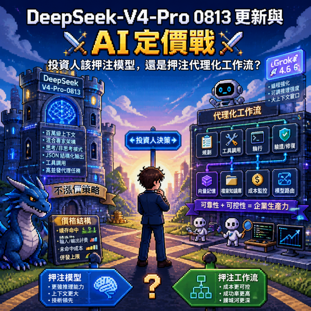 DeepSeek-V4-Pro 0813 更新與「AI 定價戰」：投資人該押注模型，還是押注代理化工作流？
