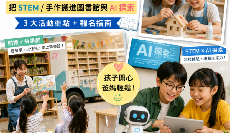 今年暑假新北爸媽救星！兒童夏令營推薦：把STEM/手作搬進圖書館與AI探索（3大活動重點+報名指南）