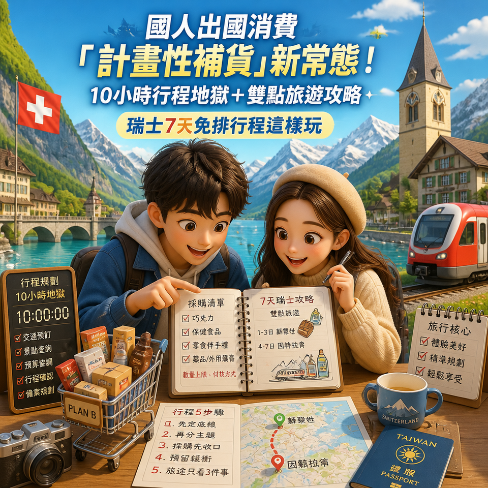 國人出國消費「計畫性補貨」新常態!10小時行程地獄+雙點旅遊攻略,瑞士7天免排行程這樣玩