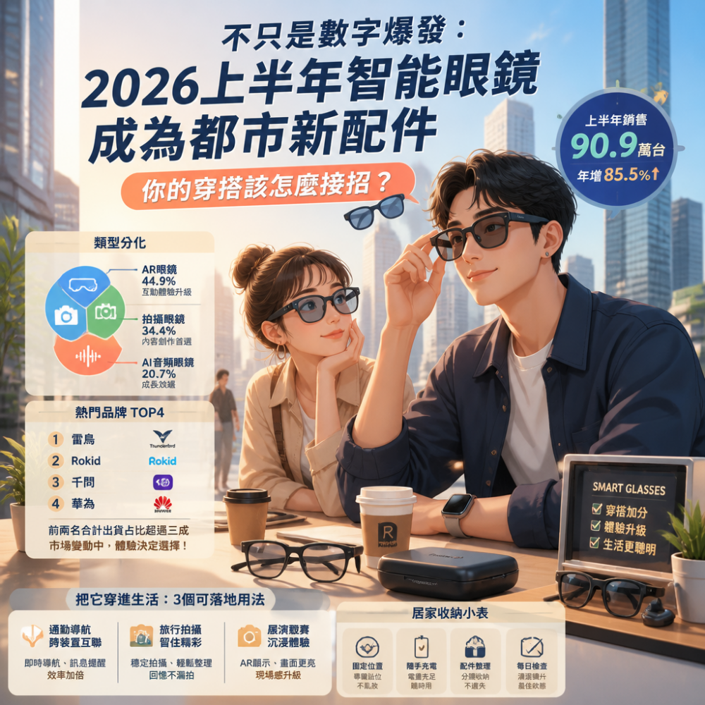 不只是數字爆發:2026上半年智能眼鏡成為都市新配件,你的穿搭該怎麼接招?