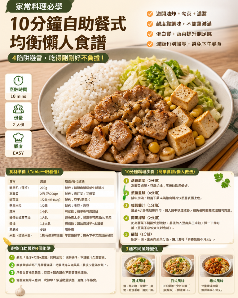 家常料理必學:10分鐘自助餐式均衡懶人食譜(4陷阱避雷)