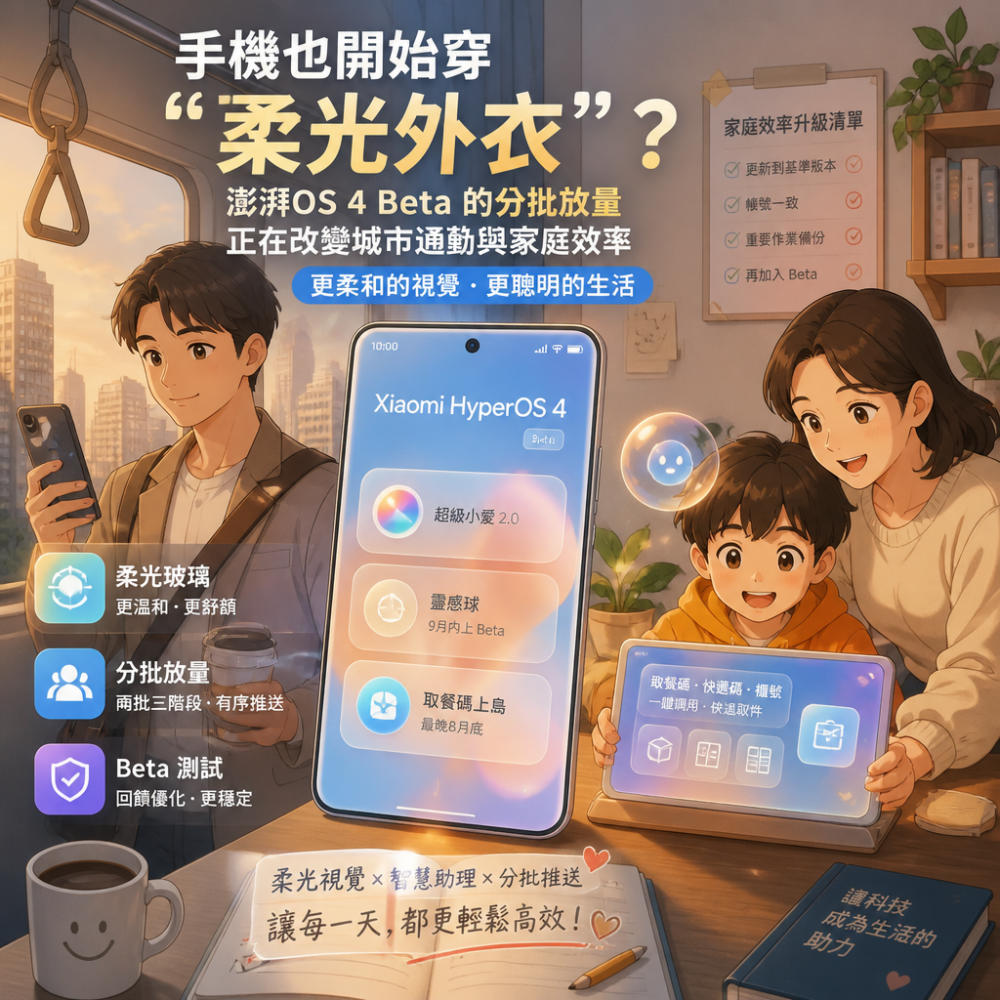手機也開始穿「柔光外衣」了？澎湃OS 4 Beta 的分批放量，正在改變城市通勤與家庭效率