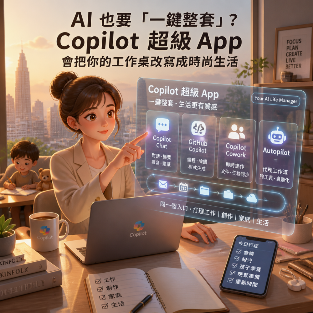 AI 也要「一鍵整套」?Copilot 超級 App 會把你的工作桌改寫成時尚生活