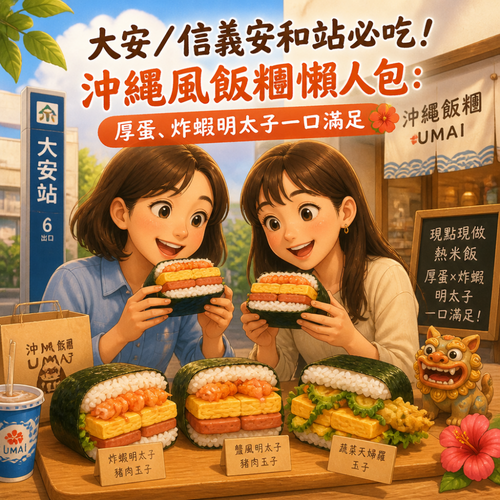 大安／信義安和站必吃！沖繩風飯糰懶人包：厚蛋、炸蝦明太子一口滿足