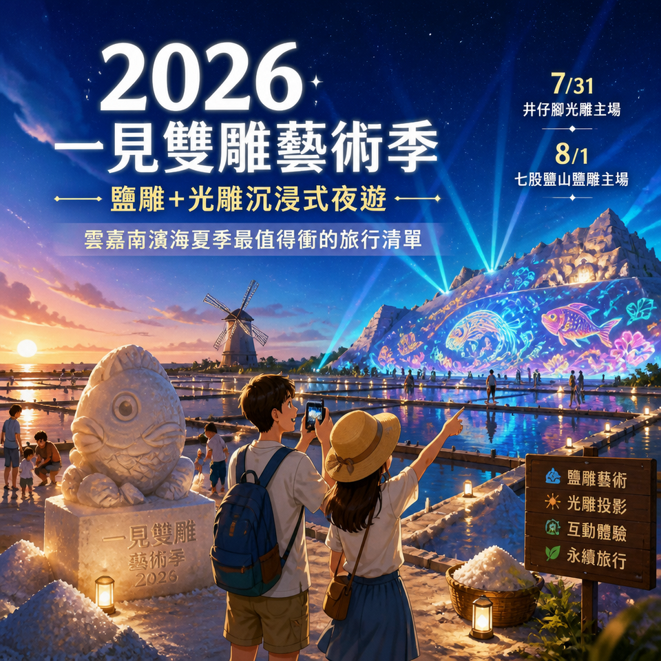 2026一見雙雕藝術季：鹽雕＋光雕沉浸式夜遊，雲嘉南濱海夏季最值得衝的旅行清單