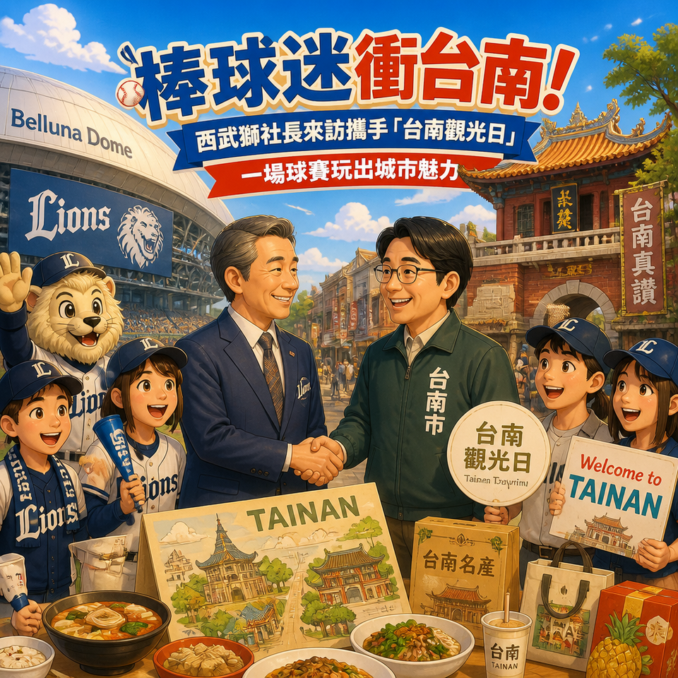 棒球迷衝台南!西武獅社長來訪攜手「台南觀光日」:一場球賽玩出城市魅力