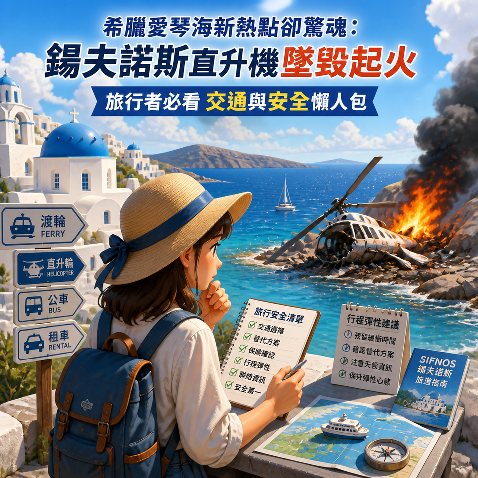 希臘愛琴海新熱點卻驚魂：錫夫諾斯直升機墜毀起火：旅行者必看交通與安全懶人包