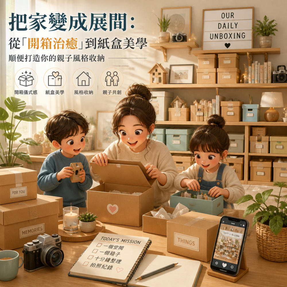 把家變成展間：從「開箱治癒」到紙盒美學，順便打造你的親子風格收納