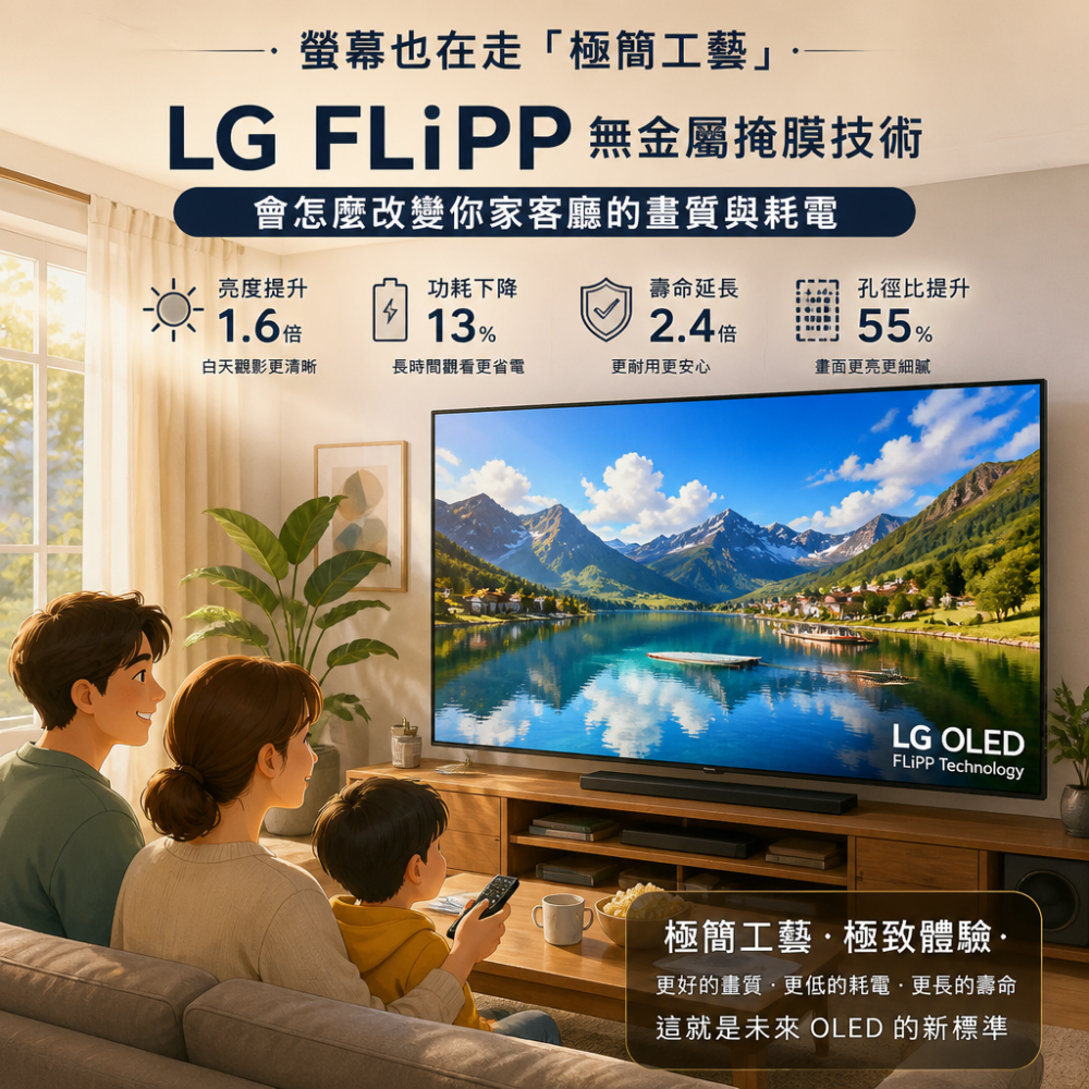 螢幕也在走「極簡工藝」：LG FLiPP 無金屬掩膜技術，會怎麼改變你家客廳的畫質與耗電