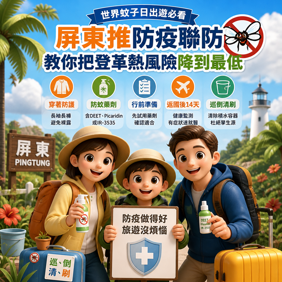世界蚊子日出遊必看:屏東推防疫聯防,教你把登革熱風險降到最低