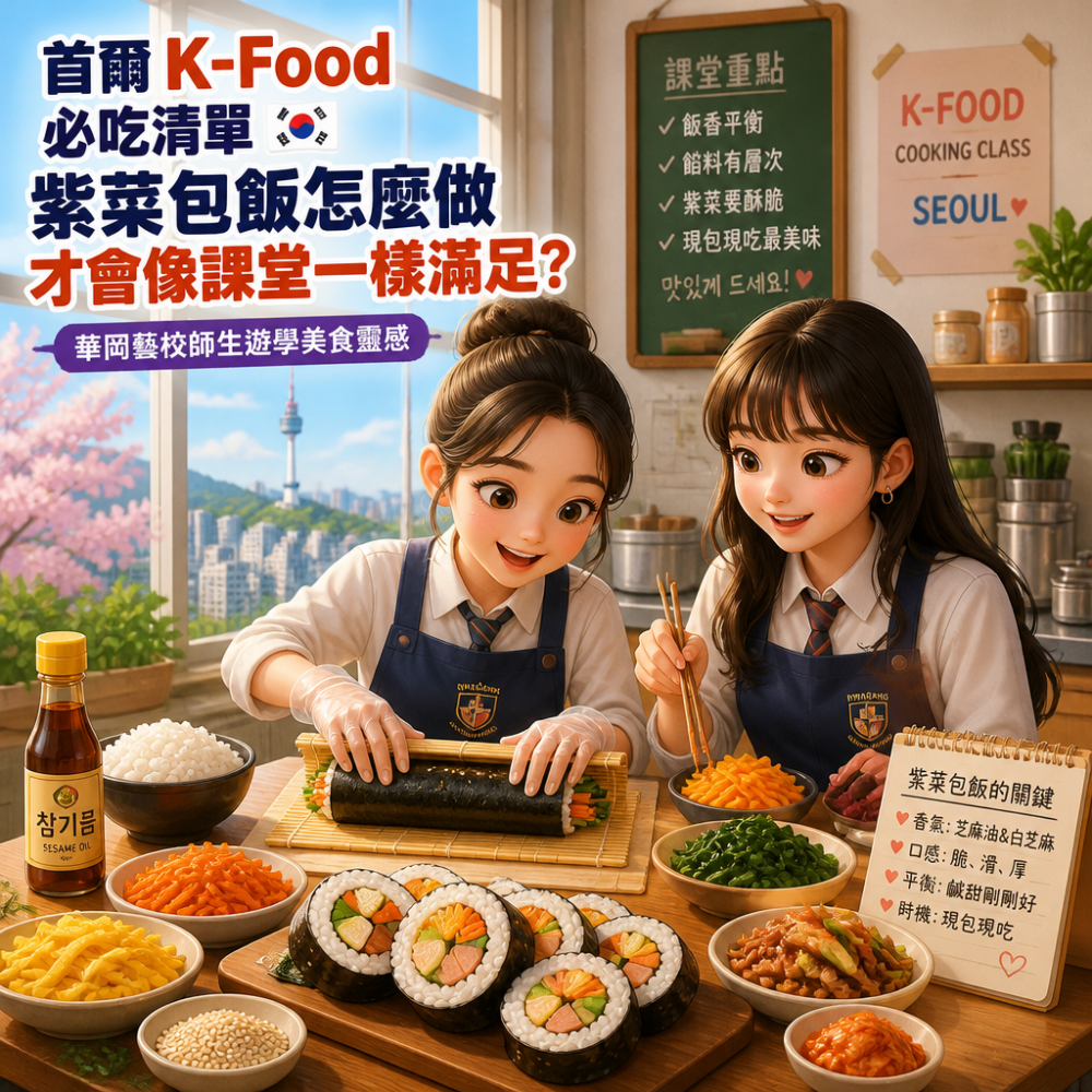 首爾K-Food必吃清單:紫菜包飯怎麼做才會像課堂一樣滿足?華岡藝校師生遊學美食靈感