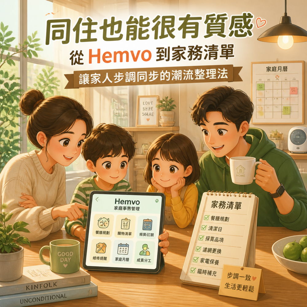 同住也能很有質感：從Hemvo到家務清單，讓家人步調同步的潮流整理法