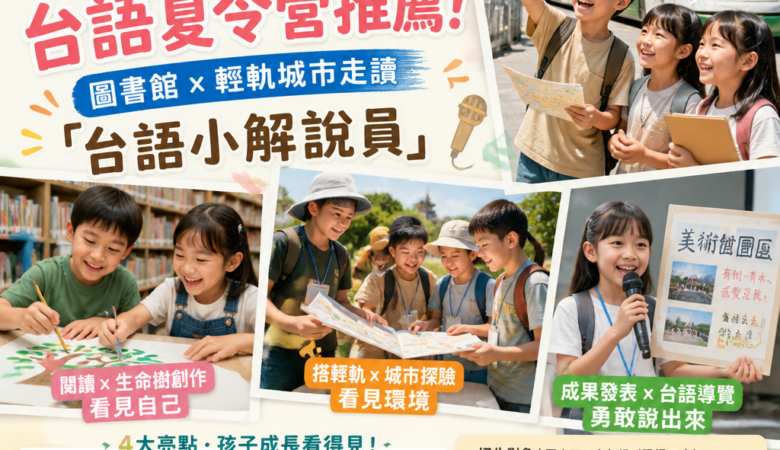 2026暑假高雄親子台語夏令營推薦：圖書館x輕軌城市走讀「台語小解說員」：早鳥報名搶位數1x名！
