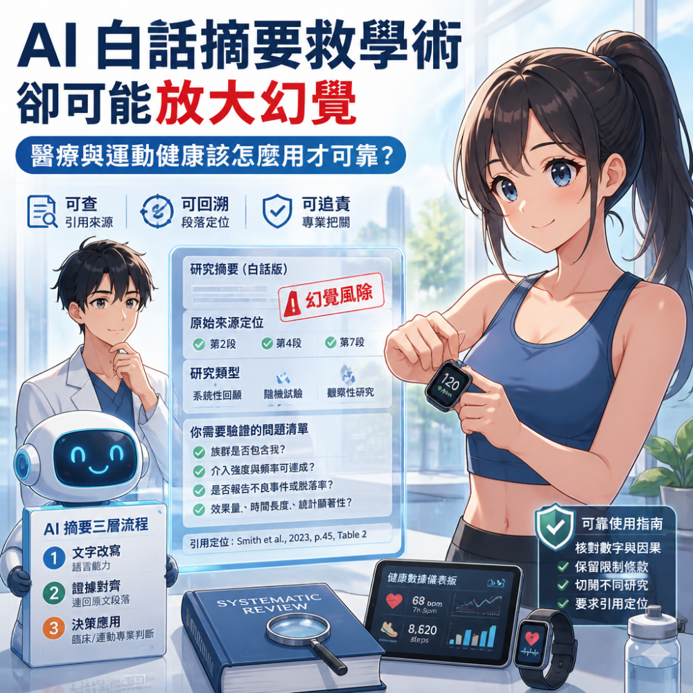 AI「白話摘要」救學術,卻可能放大幻覺:醫療與運動健康該怎麼用才可靠?