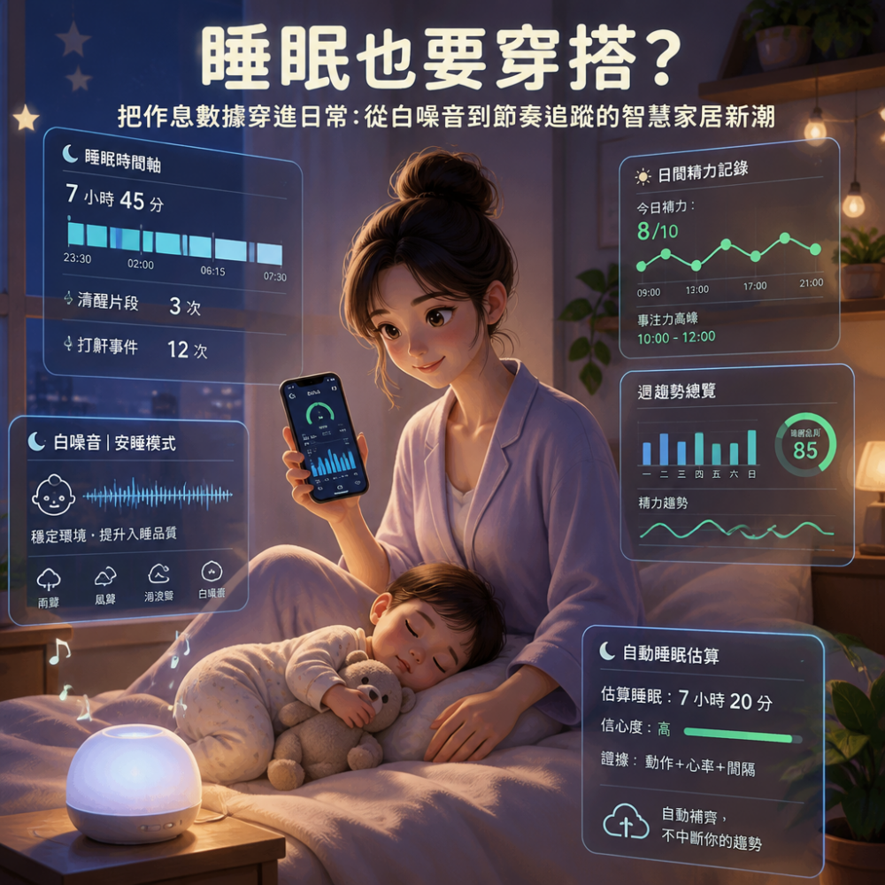 睡眠也要穿搭？把作息數據穿進日常：從白噪音到節奏追蹤的智慧家居新潮