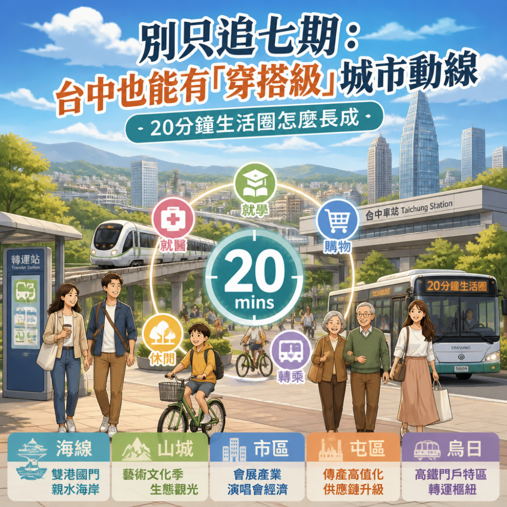 別只追七期:台中也能有「穿搭級」城市動線,20分鐘生活圈怎麼長成