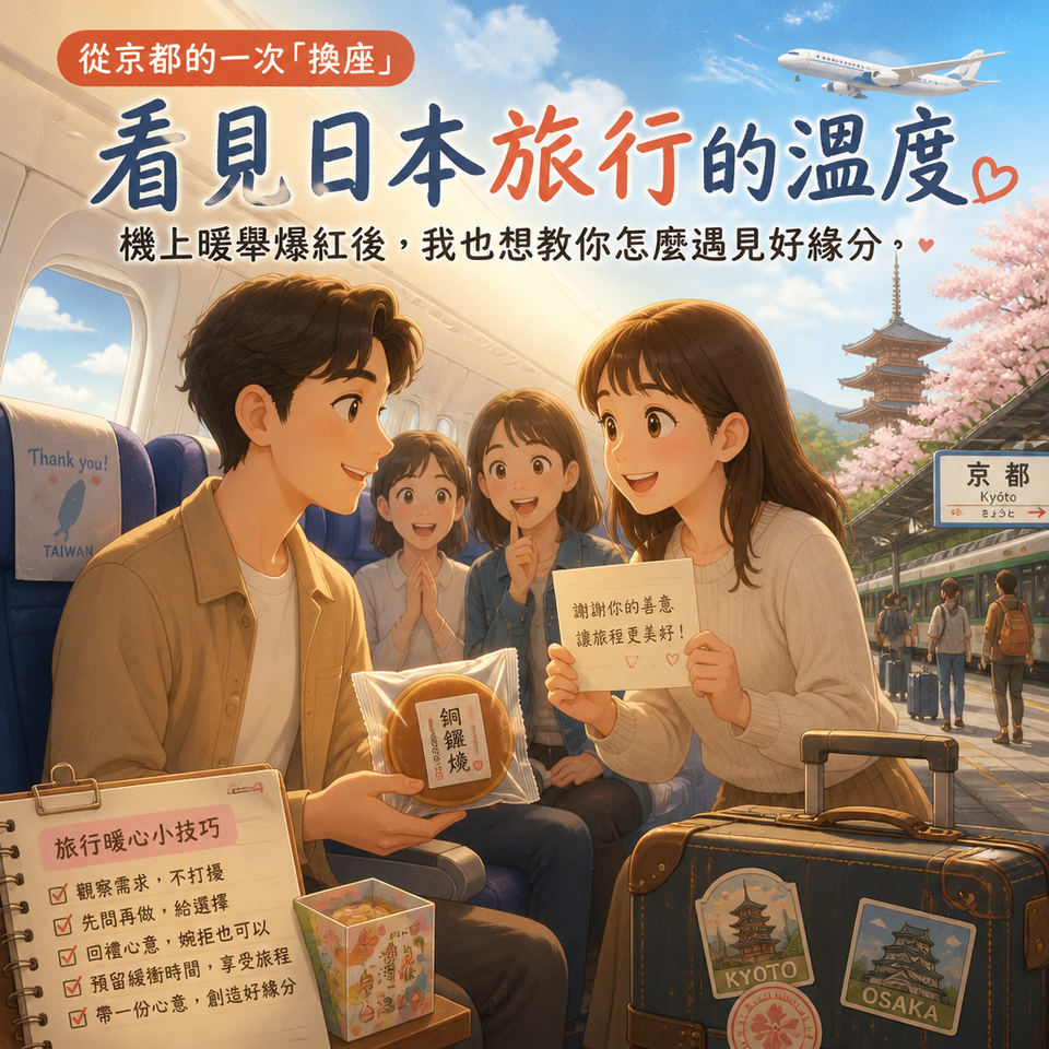 從京都的一次「換座」看見日本旅行的溫度：機上暖舉爆紅後，我也想教你怎麼遇見好緣分