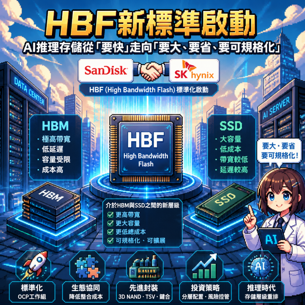 HBF新標準啟動：AI推理存儲從“要快”走向“要大、要省、要可規格化”