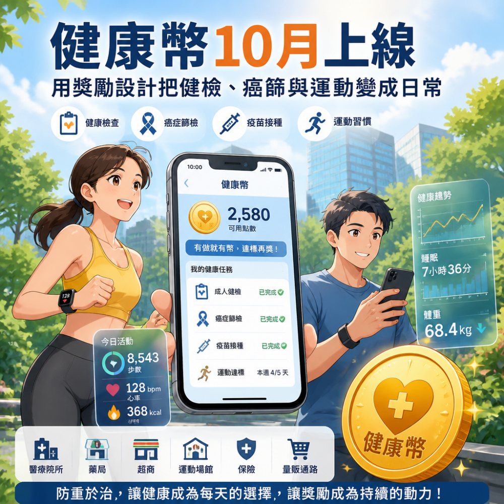 健康幣10月上線：用獎勵設計把健檢、癌篩與運動變成日常